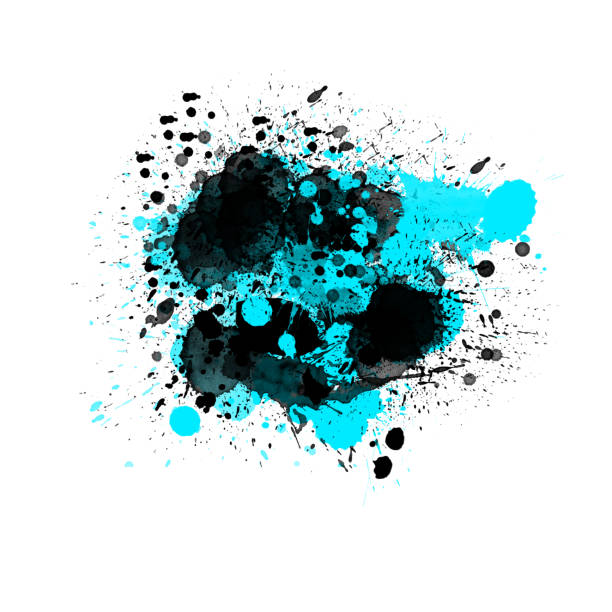 istock Light blue and black color ink splatter splash isolated on white grunge design element background template 1138208379
