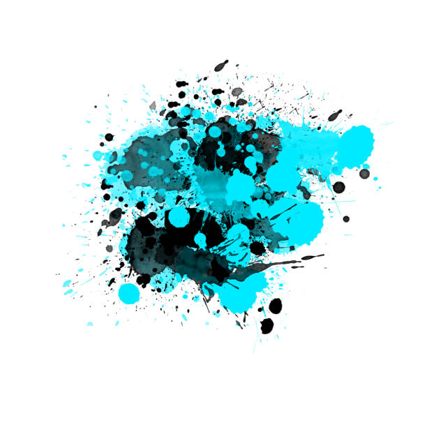 istock Light blue and black color ink splatter splash isolated on white grunge design element background template 1138208383