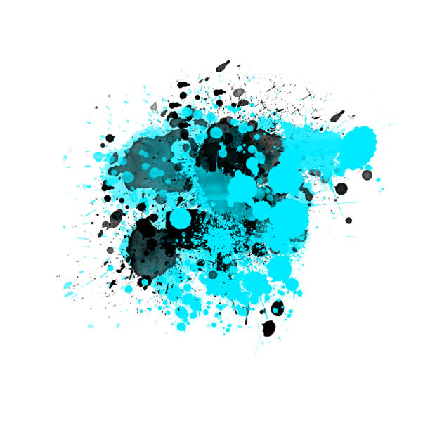 istock Light blue and black color ink splatter splash isolated on white grunge design element background template 1138208385