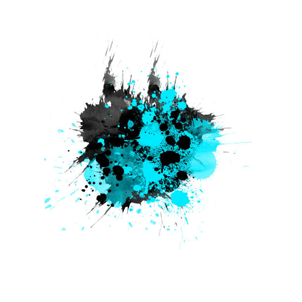 istock Light blue and black color ink splatter splash isolated on white grunge design element background template 1138208418