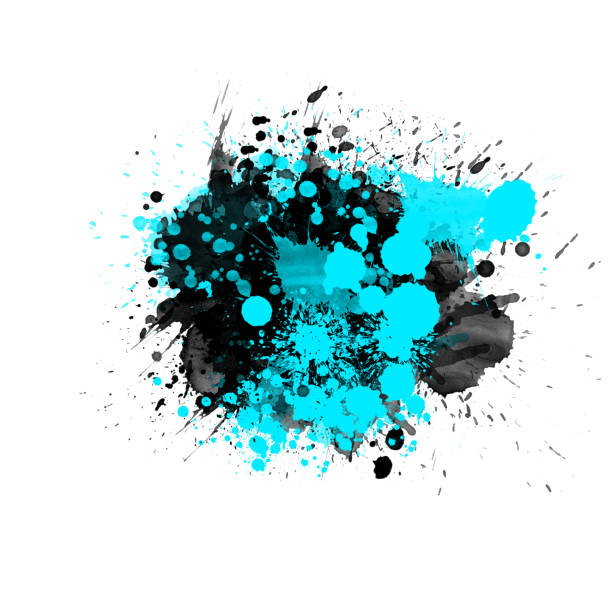 istock Light blue and black color ink splatter splash isolated on white grunge design element background template 1138208423