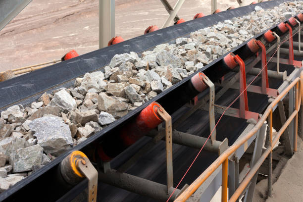 Raw Material on Conveyor Belt before being Crushed at Copper Mine