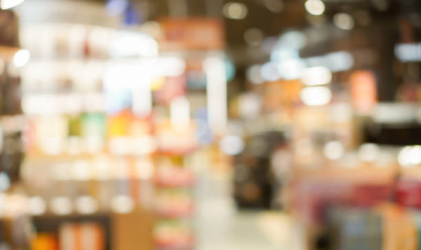 istock abstract blurred inside interior of local supermarket corridor path with aisle distribution shelf in snack or dried food zone for background design concept 1138209757