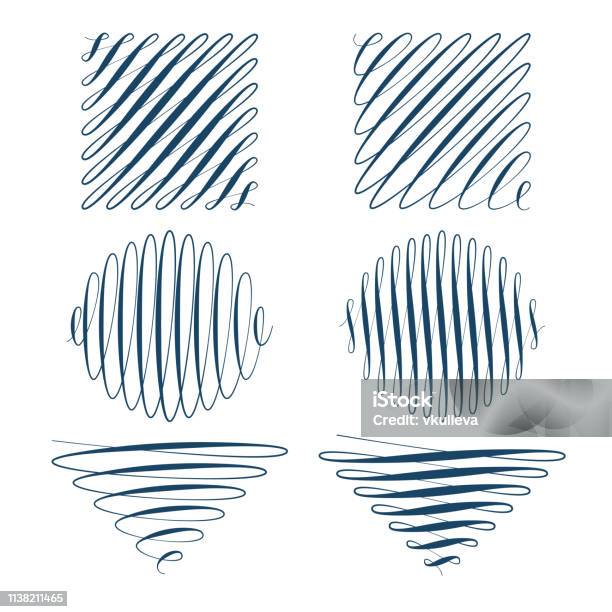 Curlicued Vector Shaped Flourish Set Scroll Collection Triangle Square Circle ...