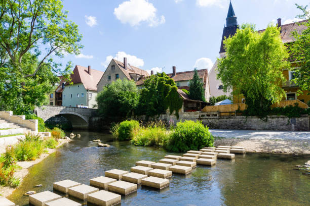 Park in Berching with river Bavaria Germany