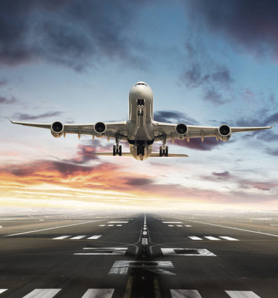 istock Huge two storeys commercial jetliner taking of runway 1138215142
