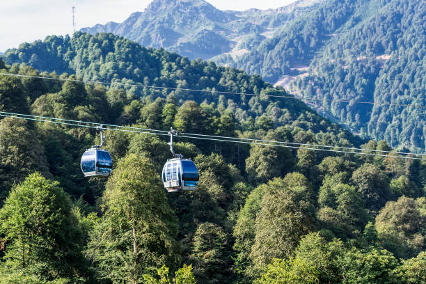 istock Mountain cableway. Beautiful morning summer landscape 1138216430