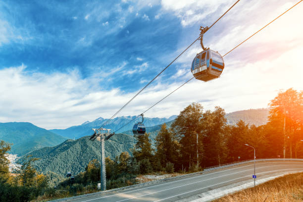 istock Mountain cableway. Beautiful morning summer landscape 1138216440