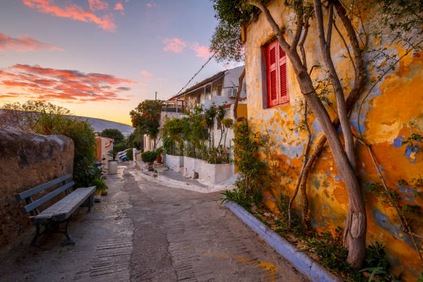 Athens, Greece. Anafiotika neighborhood in the old town of Athens, Greece. "n plaka athens stock pictures, royalty-free photos & images
