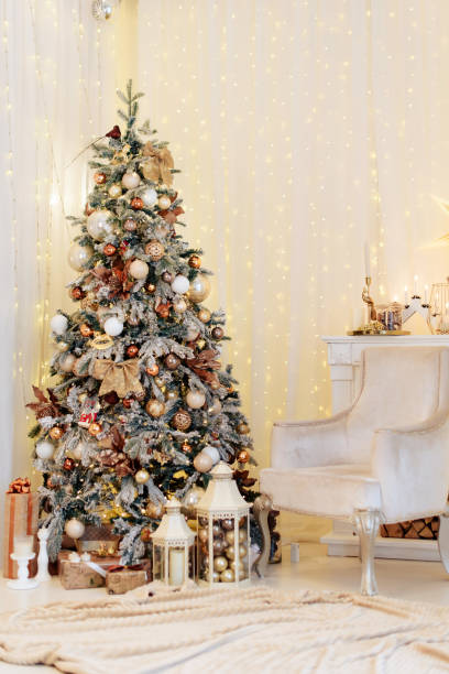 istock Christmas decor with Christmas tree and toys 1138220124