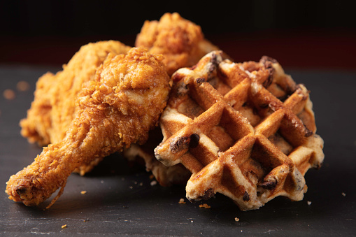 Fried chicken with Belgian style waffles