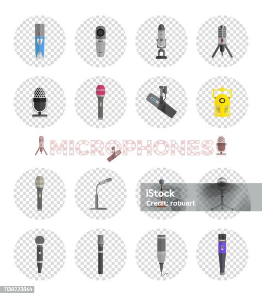 Mircophone Designs Microphone Set Design Flat Isolated Stock Illustration - Download Image ...