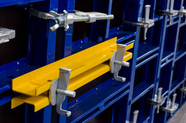 istock Close-up of modular steel frame formwork. 1138225751