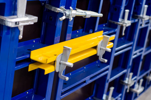 istock Close-up of modular steel frame formwork. 1138225776