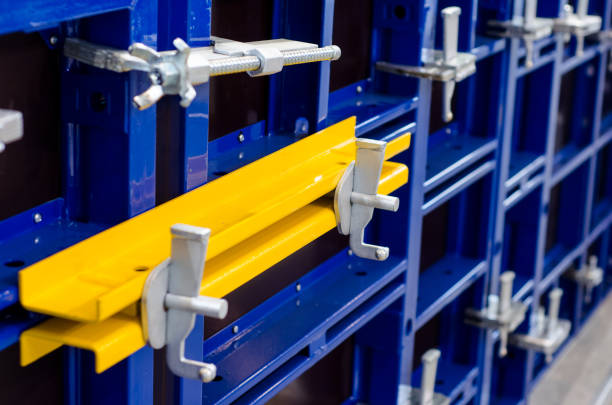 istock Close-up of modular steel frame formwork. 1138226468