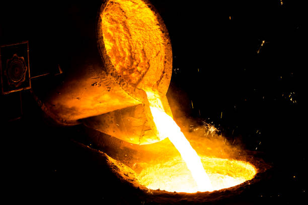 istock metal casting process with red high temperature fire in metal part factory 1138228205