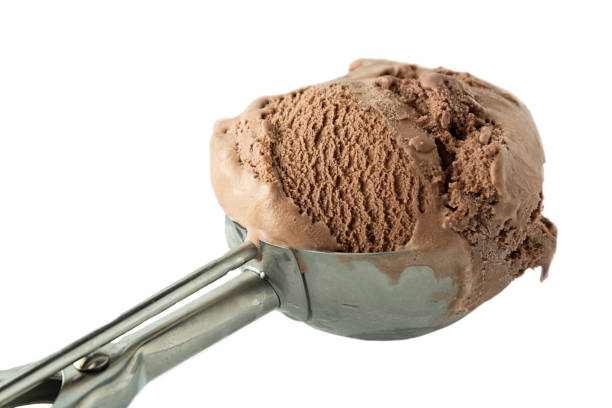 istock Chocolate ice creamscoop isolated on white background. Suumer icecream 1138228821