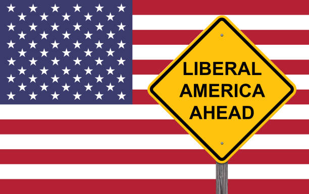 istock Liberal America Ahead Caution Sign Flag Background 1138232480