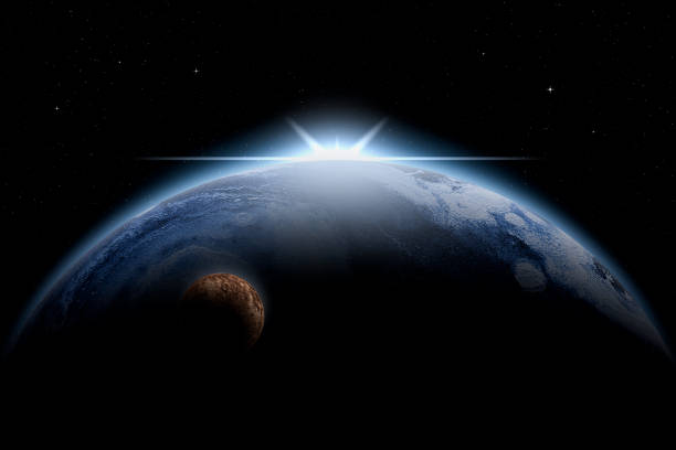 istock Giant ice planet with light burst. Space and astronomy illustration 1138234752