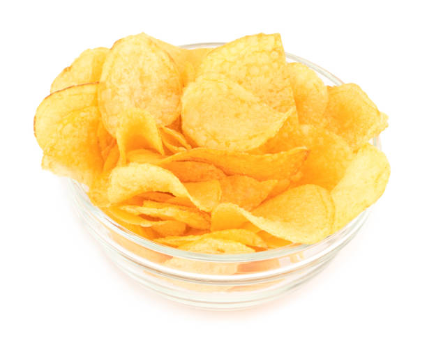 istock Potato chips bowl isolated on white background, with clipping path 1138236456