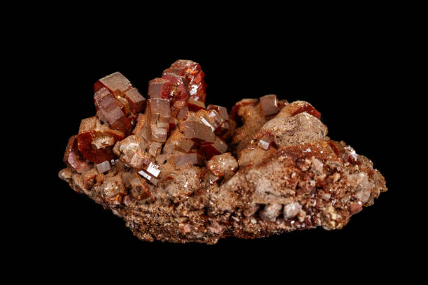 istock Macro mineral stone Vanadinite on a black background 1138238534