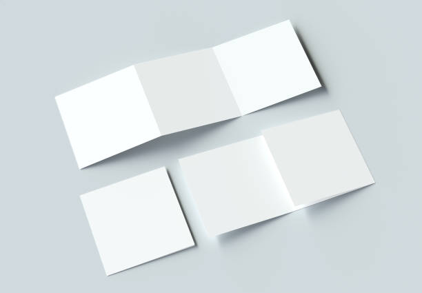 istock Square Modern Trifold Brochure mockup on gray background. 3d rendering. 1138238562