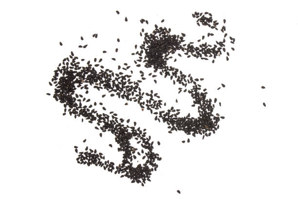 Black cumin seeds isolated on white stock photo
