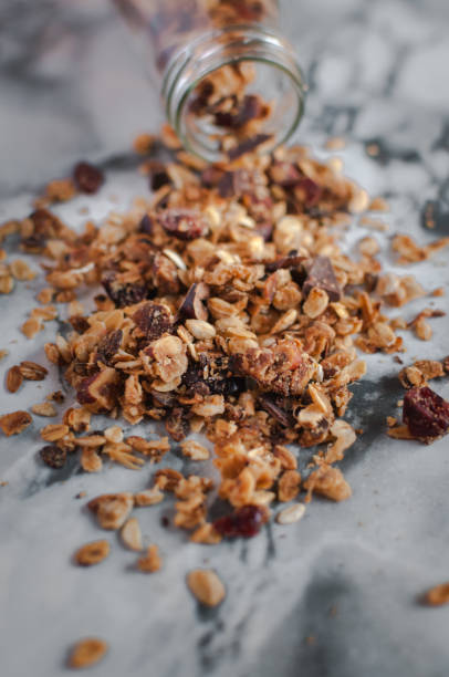 istock Homemade roasted granola on marble background 1138238898