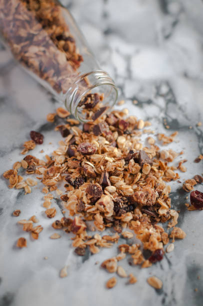 istock Homemade roasted granola on marble background 1138238932