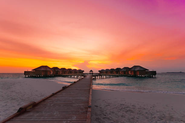 istock Amazing colorful sunset at Maldives beach 1138239210