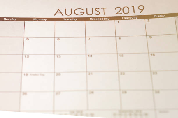istock Simple August 2019 calendar. Week starts from Sunday. 1138240448