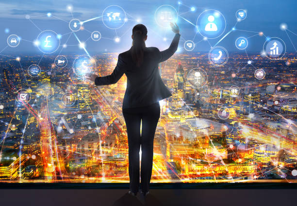 istock Businesswoman touch network using icon technology with virtual screen icons, Technology, business support, innovation concept. 1138240960