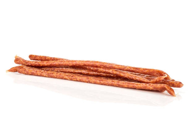 istock Spicy tyrolini salami stick isolated on white 1138242350