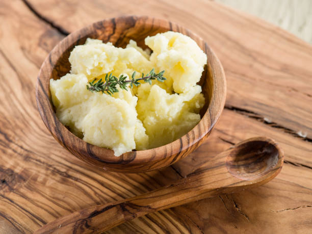 istock Mashed potatoes in the wooden bowl. 1138242665