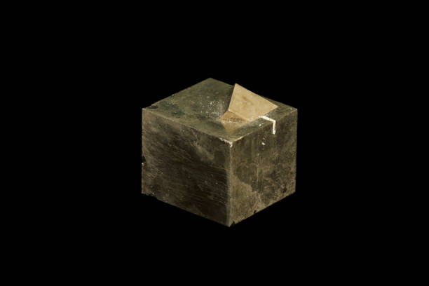 istock Macro mineral stone Pyrite on a black background 1138243168