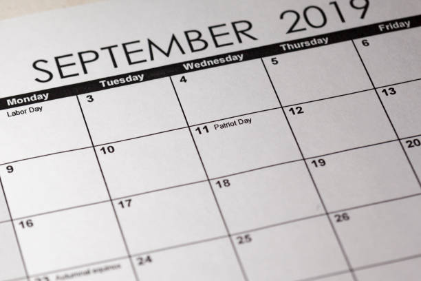 istock Patriot day in selective focus on the simple September 2019 calendar. 1138245561