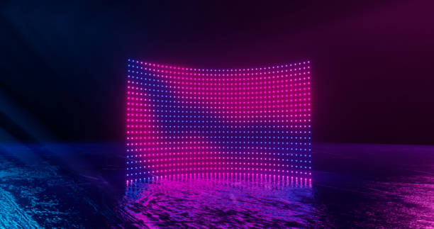 istock 3d rendering, abstract , screen pixels, glowing dots, neon lights, virtual reality, ultraviolet spectrum, pink blue vibrant colors, catwalk fashion podium, laser show, stage, isolated on black 1138245981