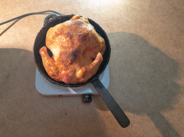 istock The man turns a fried chicken in a pan on a hotplate.Cooking Fried Chicken 1138247132