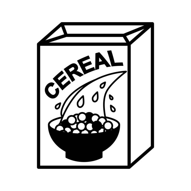 시리얼 박스와 그릇 - cereal box food carbohydrate stock illustrations