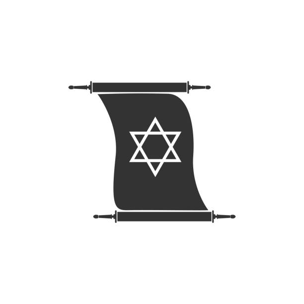 istock Torah scroll icon isolated. Jewish Torah in expanded form. Torah Book sign. Star of David symbol. Simple old parchment scroll. Flat design. Vector Illustration 1138247502