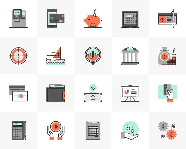 Vector illustration of Banking Finance Futuro Next Icons Pack