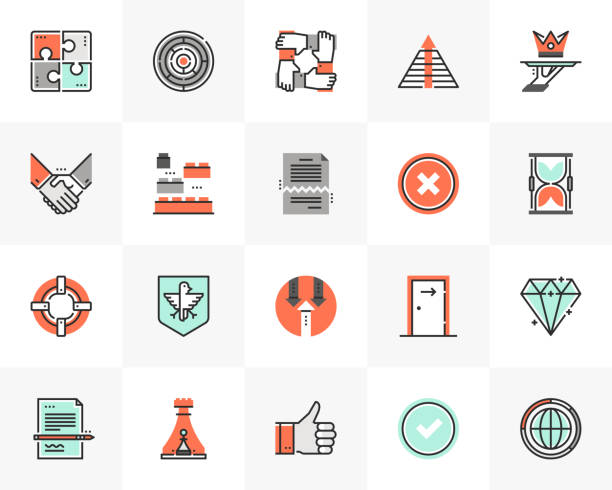 illustrazioni stock, clip art, cartoni animati e icone di tendenza di pacchetto icone future simboli aziendali - onestà illustrazioni