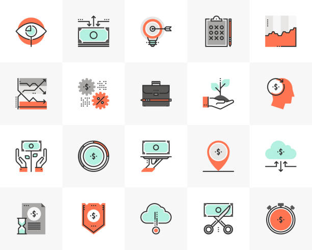 marktstrategie futuro nächstes icons pack - schneiden grafiken stock-grafiken, -clipart, -cartoons und -symbole