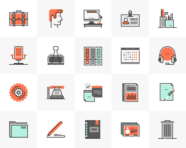 illustrazioni stock, clip art, cartoni animati e icone di tendenza di office management futuro next icons pack - symbol computer icon calendar icon set