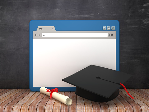 Web Browser with XXX on Chalkboard Background  - 3D Rendering
