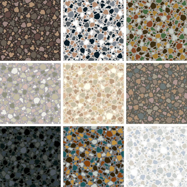 ilustrações de stock, clip art, desenhos animados e ícones de seamless terrazzo tile pattern set - stone granite tile seamless