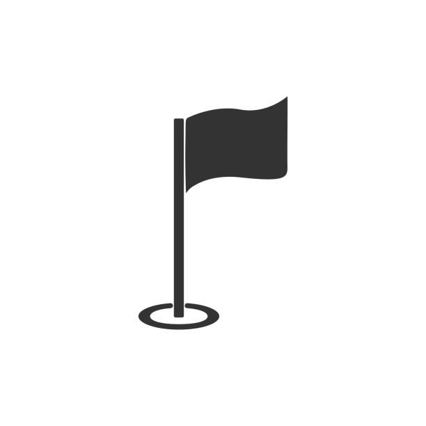 ilustraciones, imágenes clip art, dibujos animados e iconos de stock de icono de la bandera de golf aislado. equipo de golf o accesorio. diseño plano. vector illustration - golf flag