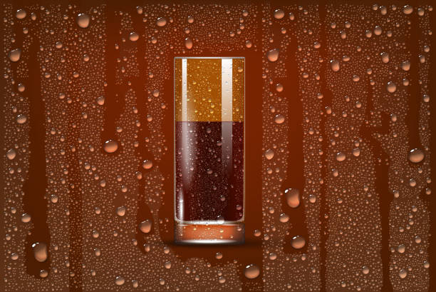 콜라 투명 유리 - backgrounds bubble condensation drink stock illustrations