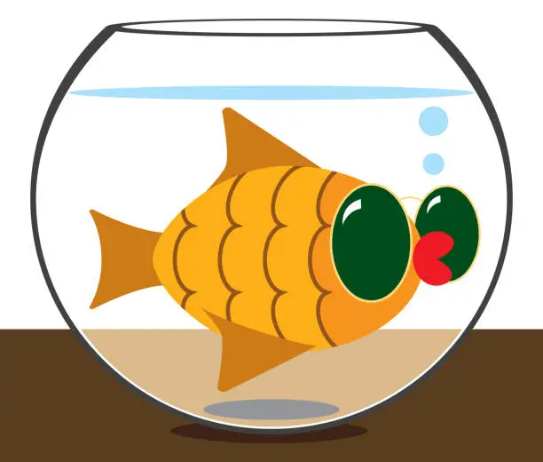 Vector illustration of Celebrity Goldfish in Bowl