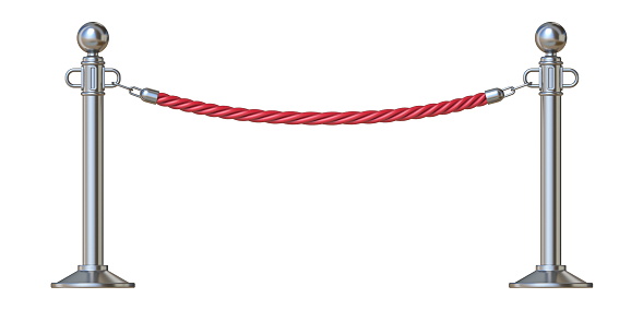Red barrier rope 3D render illustration isolated on white background
